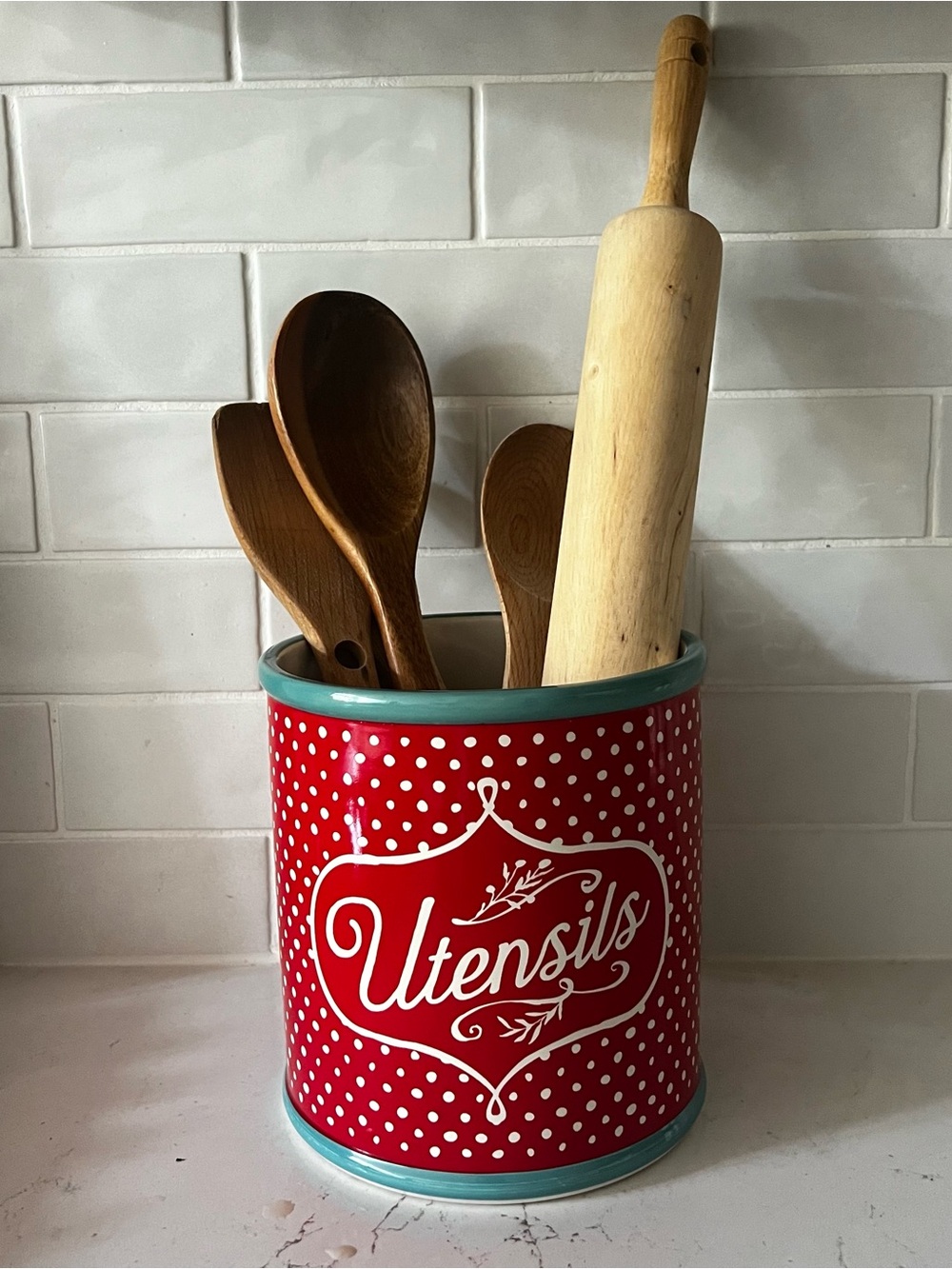 Pioneer Woman Polka Dot Utensil Canister